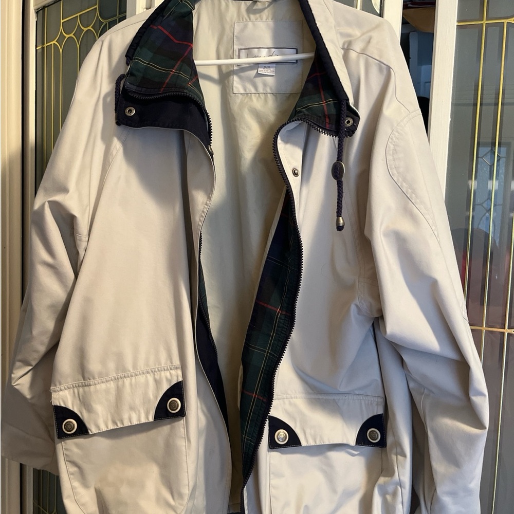 1 Madison Light Tan Jacket with Plaid Accents